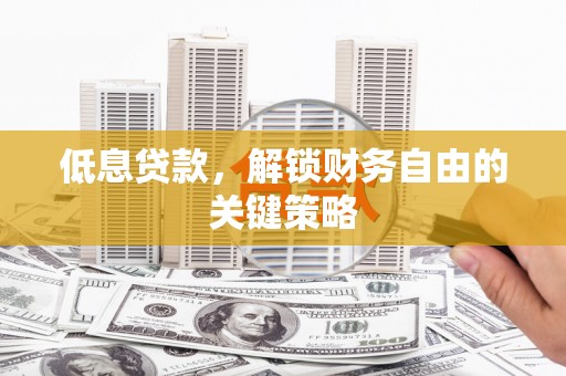 连南低息贷款，解锁财务自由的关键策略