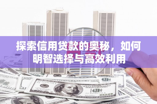 连南探索信用贷款的奥秘，如何明智选择与高效利用