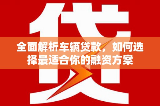 连南全面解析车辆贷款，如何选择最适合你的融资方案